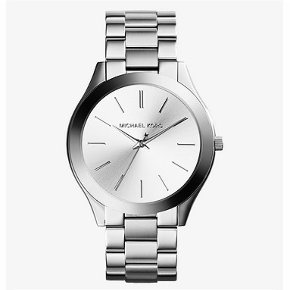 Michael Kors Ladies Slim Runway Silver Aluminum  Watch MK4502 - Picture 1 of 6
